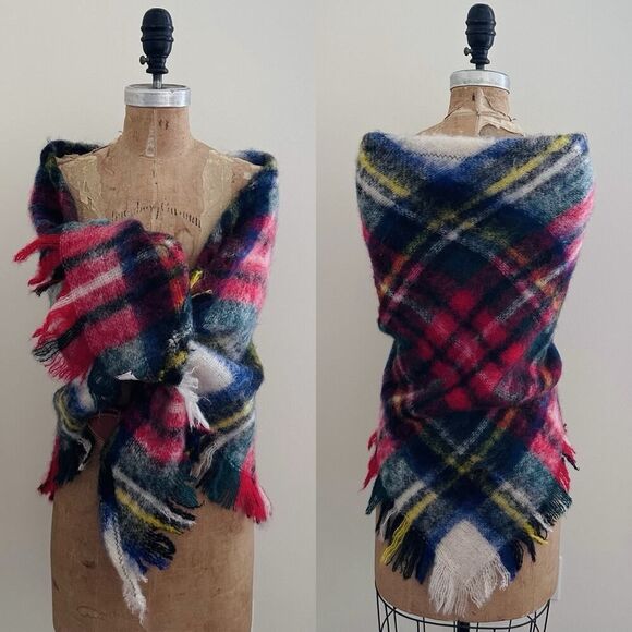 Vintage Heather Brae Mohair & New Wool Shawl Wrap Muffler Scotland 80” x 34” - Picture 1 of 7